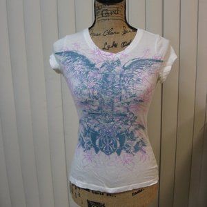 NWOT Express white tattoo graphic tee shirt top XS extra small